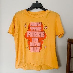 May The Force Be With You Distressed Raw Hem Graphic T-Shirt Star Wars